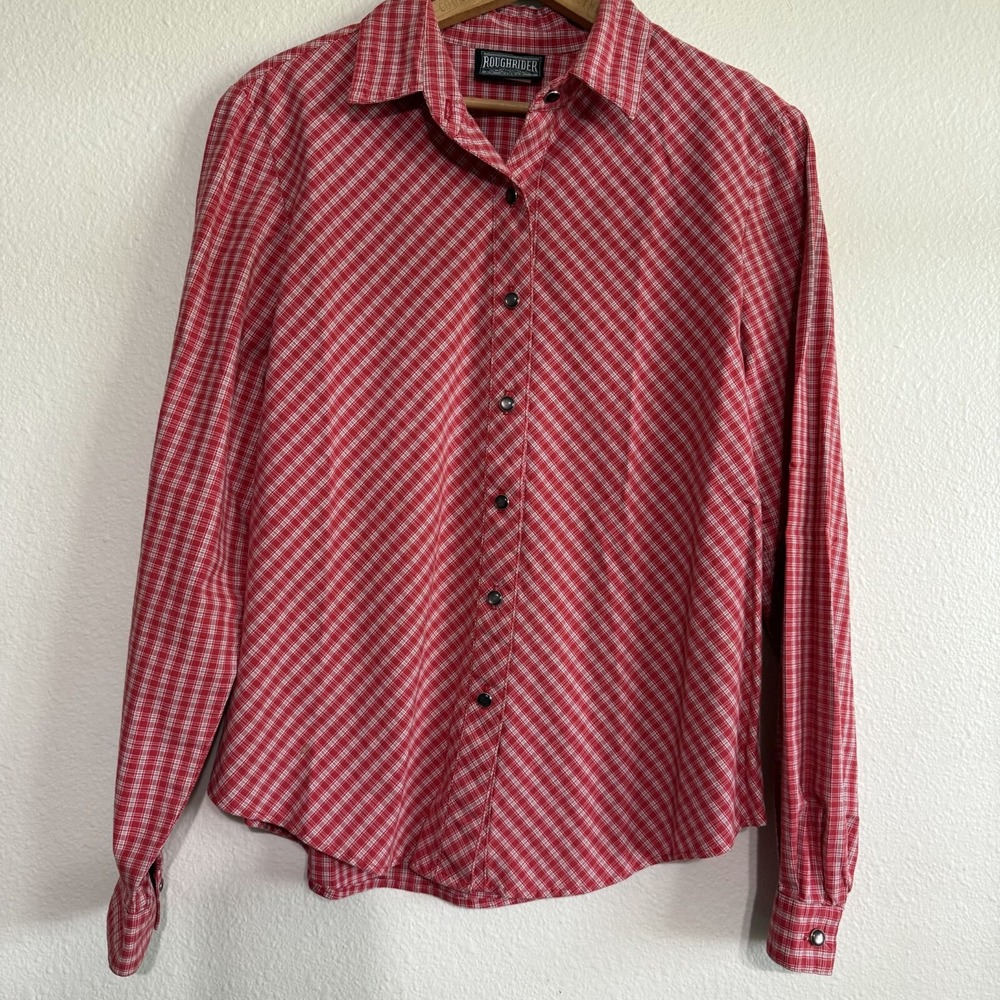 Roughrider by Circle T Western Shirt Womens Medium Red Plaid Pearl Button-Up Top